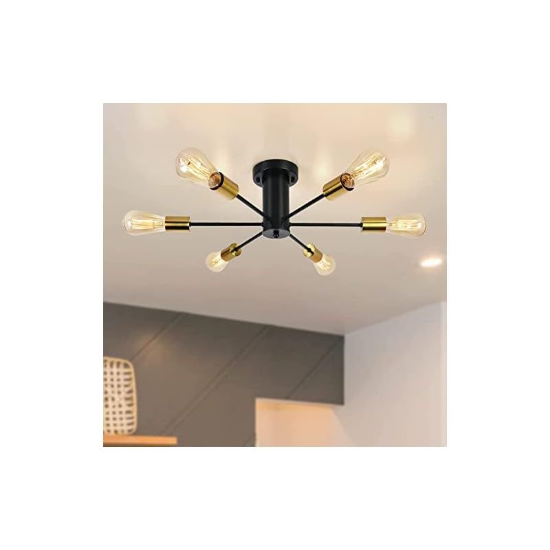 シーリングスポットライト6灯 簡単取付 おしゃれ 天井照明 ゴールド リビング シーリングライト おしゃれ ペンダントライト 北欧 6灯 E26口金 LED