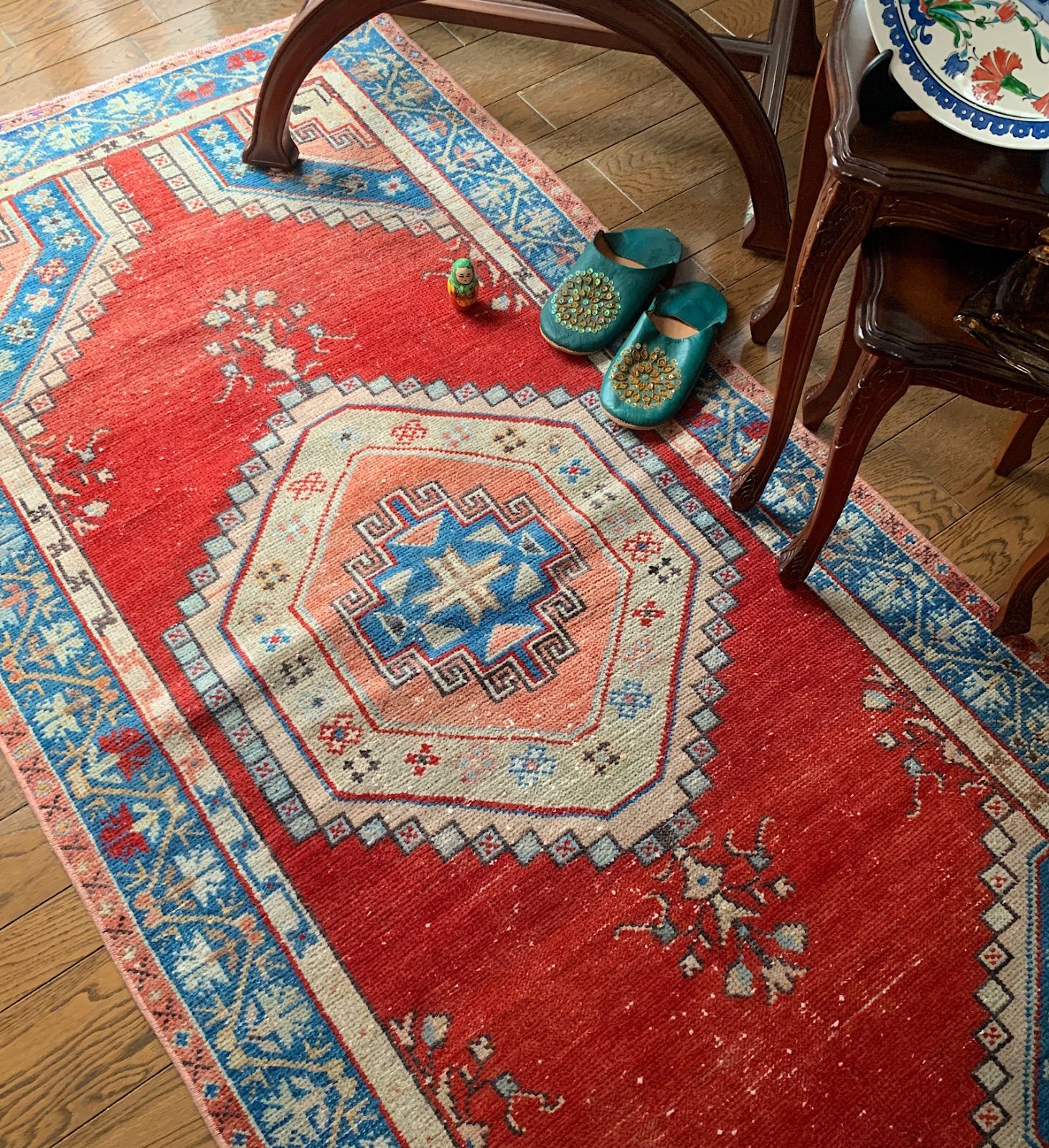 ヴィンテージトルコラグ オーバーダイラグ レッド 大判 #13 72×86