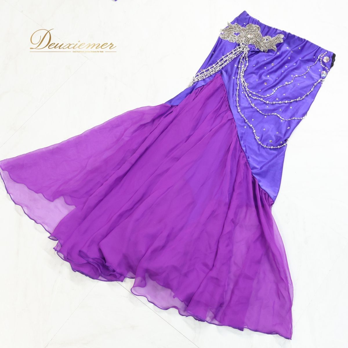 ベリーダンス用 オリエンタル衣装】パープル ラインストーン ビーズ