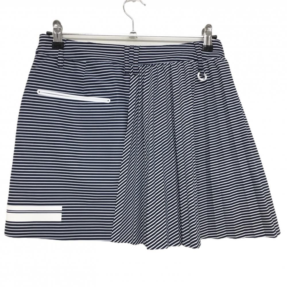 PEARLY GATES - 【美品】PGGパーリーゲイツ スカート ネイビー×白 ボーダー 一部プリーツ レディース 1(M) ゴルフウェア PEARLY GATES 美品】PGGパーリーゲイツ スカート ネイビー×白 ボーダー 一部