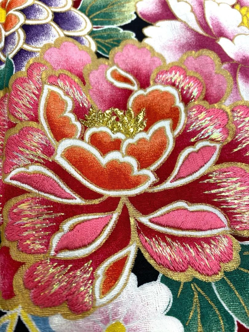 振袖 豪華 紋意匠 ラメ刺繍 雪輪に花 身丈165cm 撥水加工済 振袖