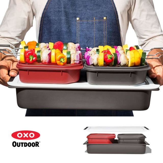 オクソー アウトドア バーベキューグリル プレップ＆キャリーセット 9111400 OXO OUTDOOR GRILLING PREP AND CARRY SYSTEM トレー まな板 230424