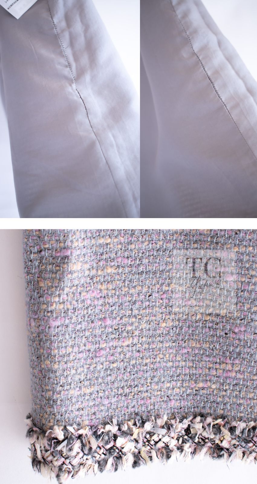 シャネル ジャケット スーツ CHANEL グレー ピンク ラベンダー マルチ  