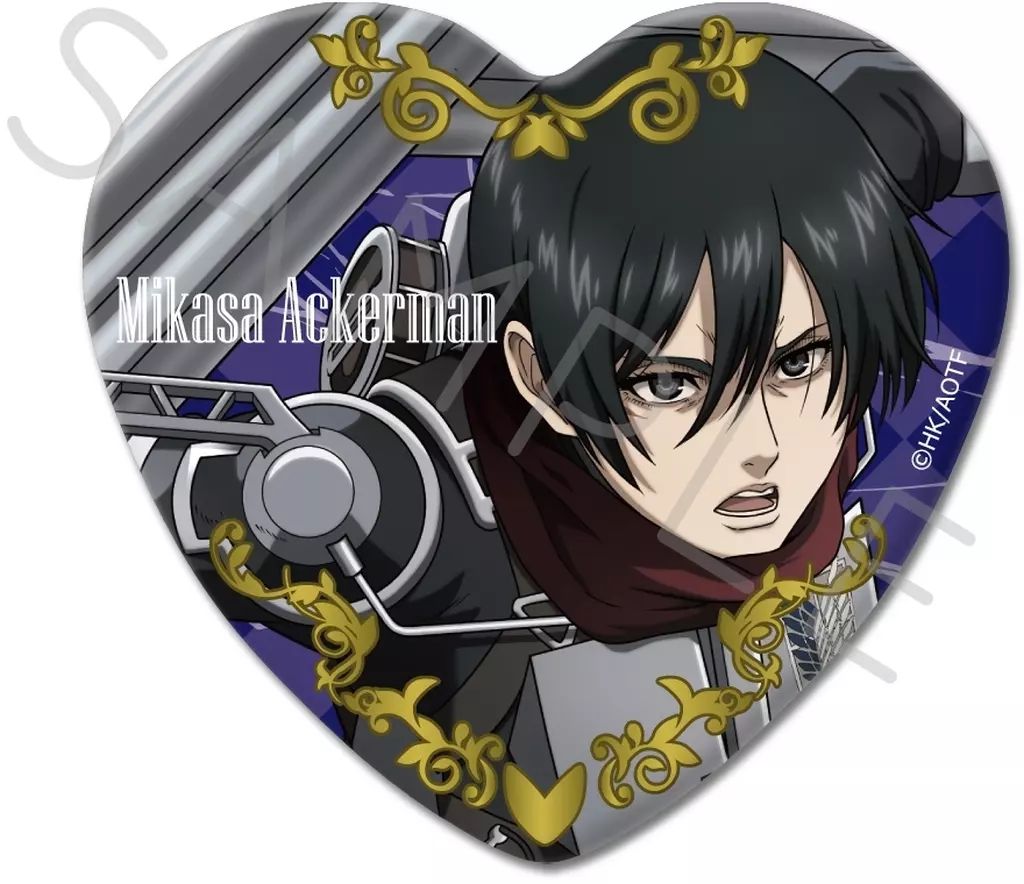 中古】バッジ・ビンズ NB.ミカサ・アッカーマン ハート型缶バッジ 第10