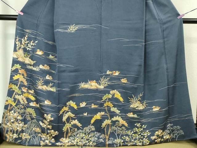 平和屋本店□極上 野口彦太郎 大彦三代目 江戸染繍友禅 訪問着 鴛鴦