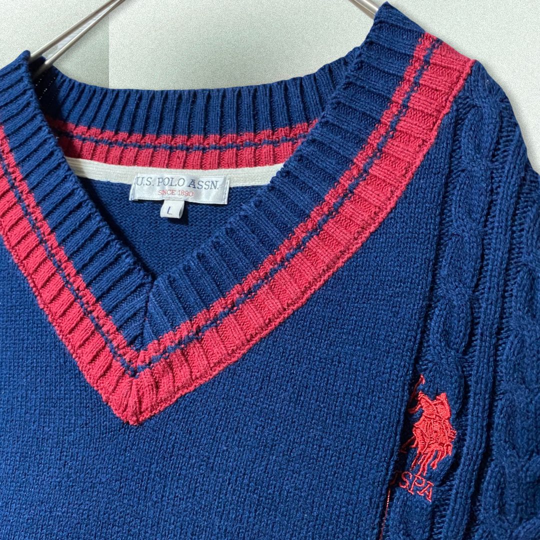 U.S.POLO ポロアッスン Vネックニット チルデン ロゴ刺繍 人気カラー