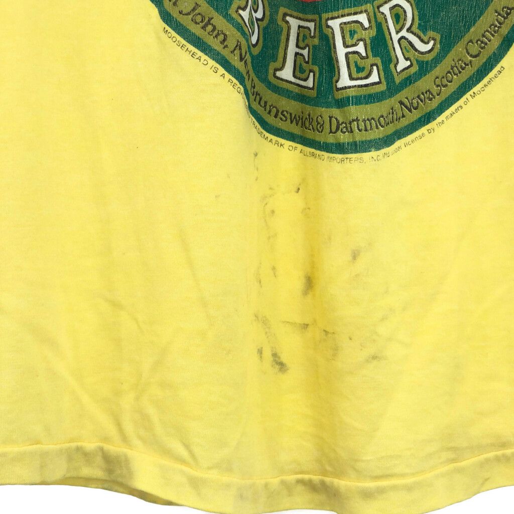 90年代 TOPHALF Moosehead Beer 半袖Tシャツ 企業ロゴ イエロー 