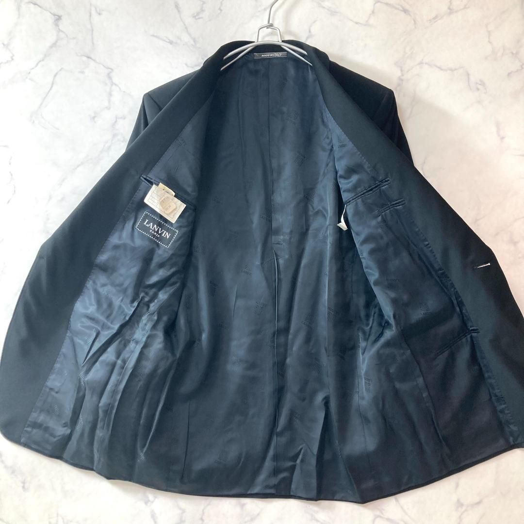 ランバン タキシード セットアップ側章 総裏 ノーベント 黒 B1255