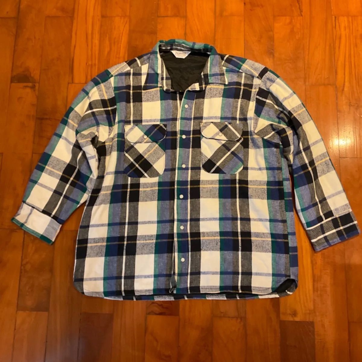 FIVE BROTHER チェック ネルシャツ L ビンテージ 70s 80s 古着 70-80s USA製 FIVE BROTHER 好配色 モノトーン チェック