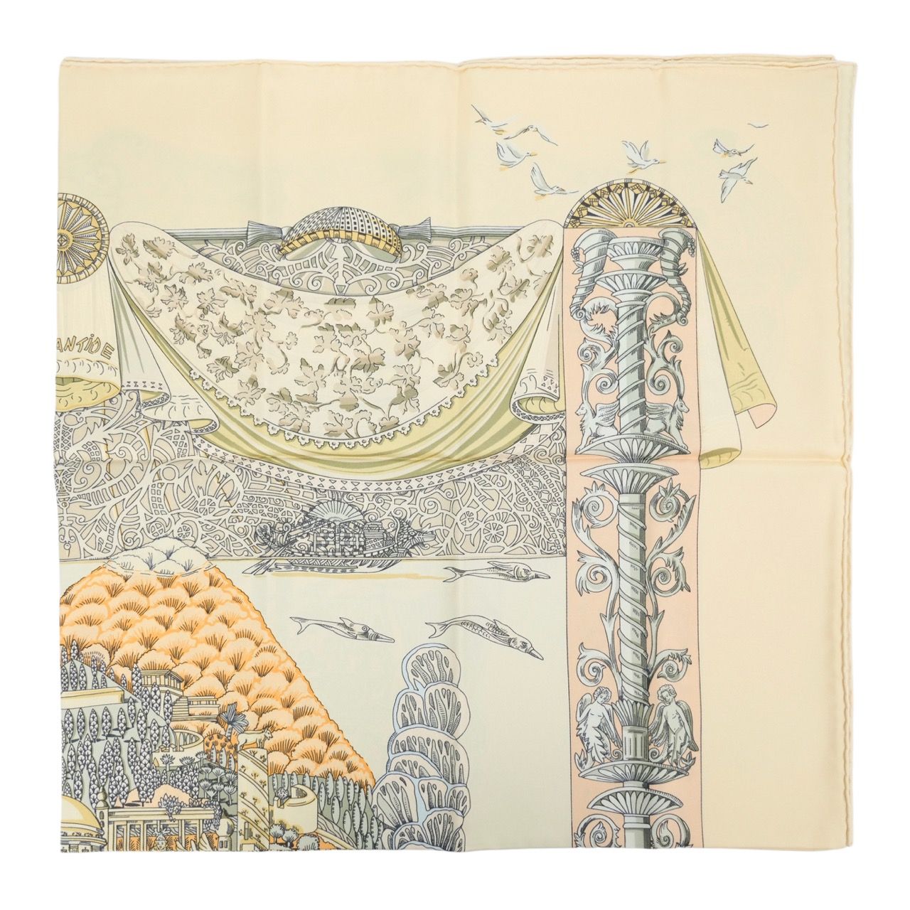 中古・VINTAGE】 HERMES エルメス カレ90 アトランティス大陸 スカーフ