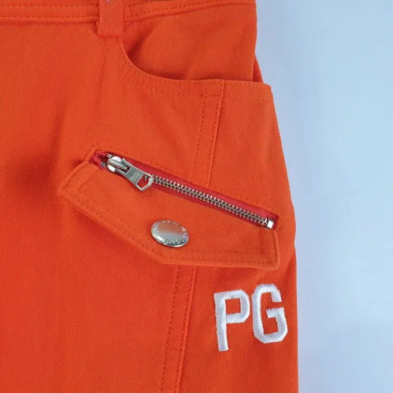 新品未使用PEARLY GATES オレンジ ギンガムチェック パンツ２ ギンガムチェック ワイドパンツ[品番：II000010632