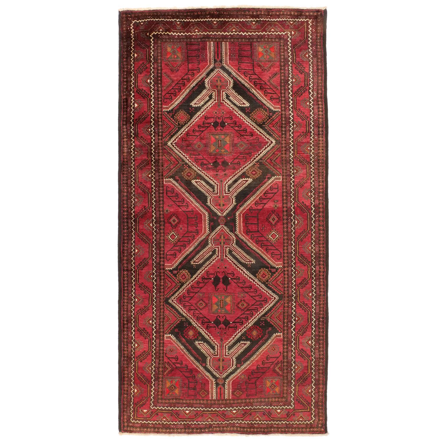 ザーボル 1950年代 2800×1350mm セミアンティーク ダイヤモンドモチーフ 手織り - carpet-アンティークペルシャ絨毯 ヴィンテージラグ専門店 送料無料