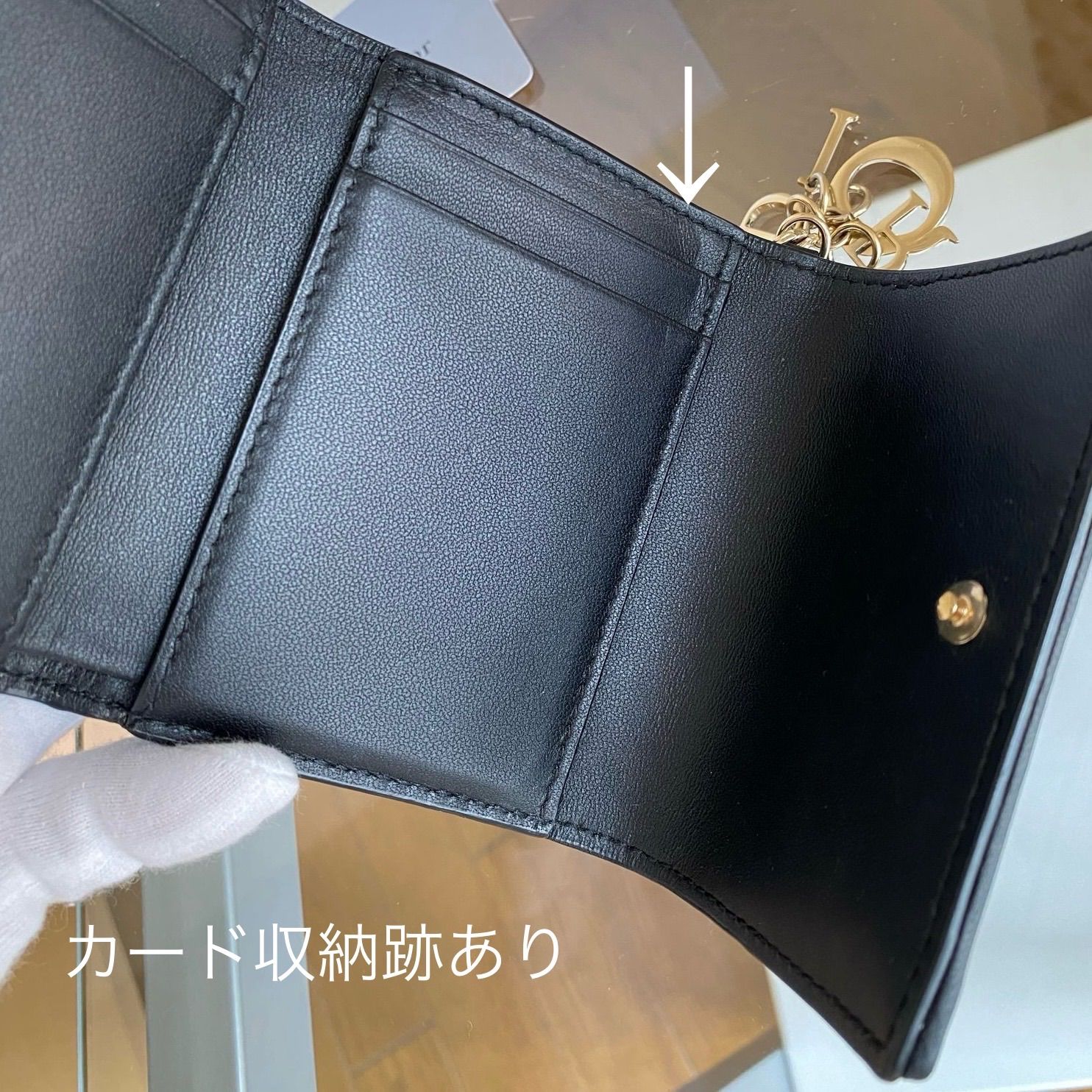 Lady Dior (レディディオール)ミニ折り財布 ブラック - メルカリ