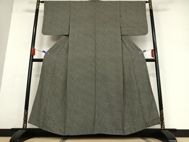 平和屋着物 上質な小紋 ドット 黒地 正絹 AABB0208zg