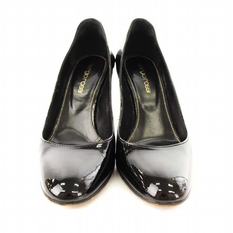 美品！セルジオロッシsergio rossi パンプス黒34エナメル イタリア製 美品！セルジオロッシsergio rossi パンプス黒34エナメル イタリア製