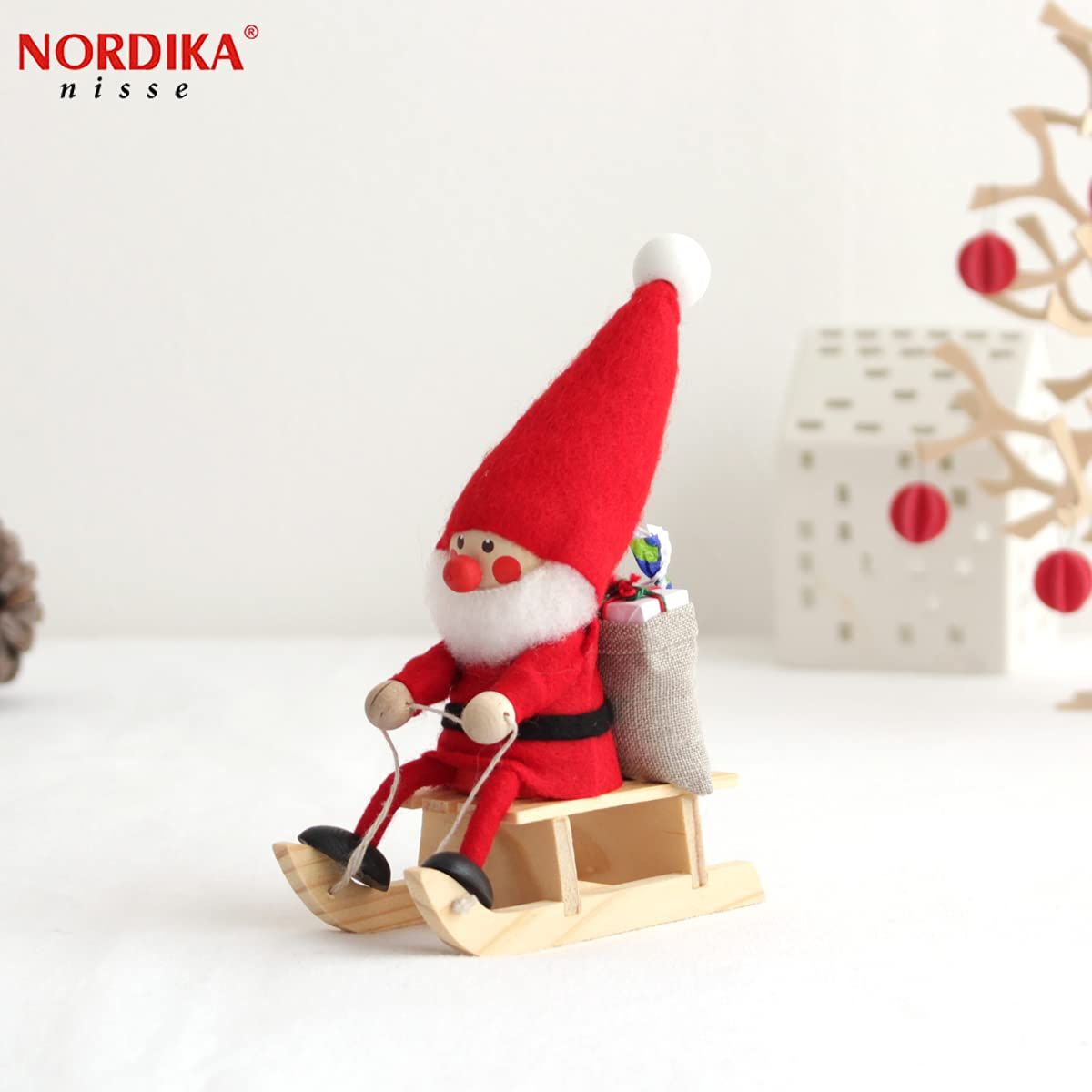 美品❣️ ノルディカニッセ　人形を抱えるサンタ NORDIKA nisse ノルディカ ニッセ クリスマス 木製人形 (そりに