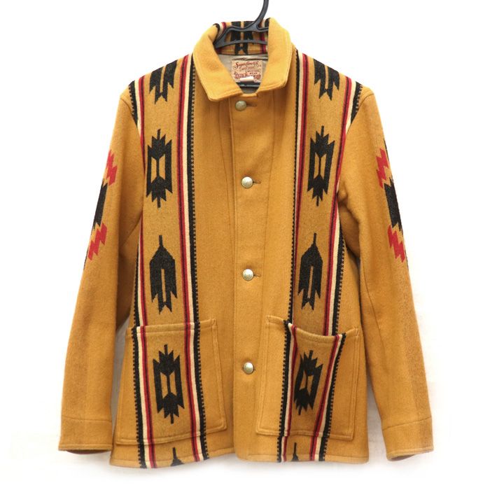 SUGAR CANE シュガーケーン ネイティブアメリカン ウールブランケットジャケット ジャケット ブラウン ベージュ SC14992 38 メンズ