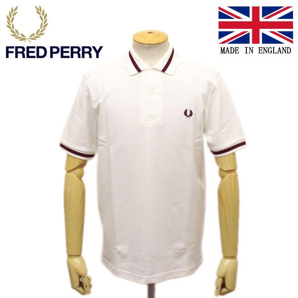 FRED PERRY (フレッドペリー) M2 REISSUES SINGLE TIPPED FP SHIRT ポロシャツ イングランド製 全2色 FP342 303SNOWWHITE/MAROON 44