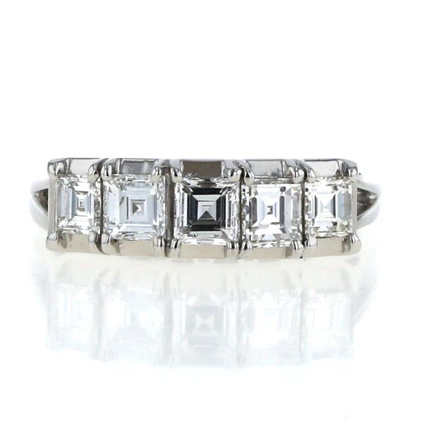 Pt900 プラチナ リング ダイヤモンド 1.02ct スクエアカット 5粒 