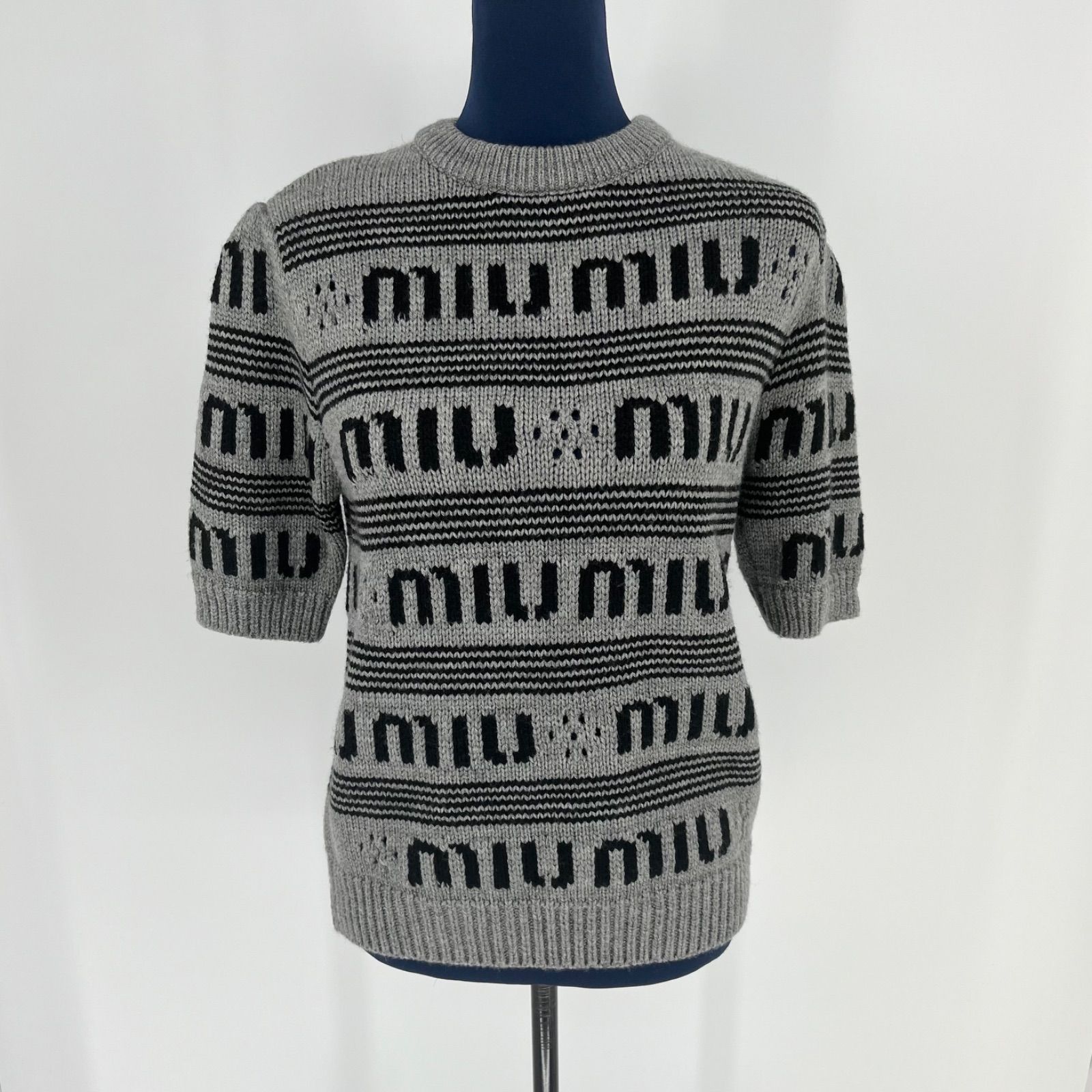 極美品 MIU MIU ミュウミュウ 40 ロゴ カシミヤ ニット セーター