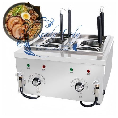 電気麺調理器 ステンレス製 パテ防止装置内蔵 保温機能付き 30℃～110℃調節 省エネ 卓上 業務用 そば ラーメン 4ホールボイル
