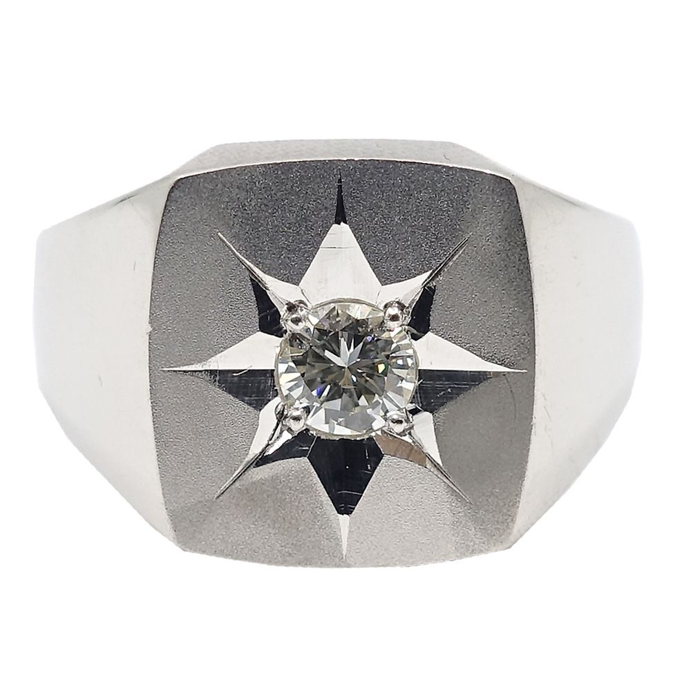 栄 ジュエリー 指輪 印台リング ダイヤ0.23ct Pt900 約17号 男性 約14.0g アクセサリー 超音波洗浄済 本体のみ