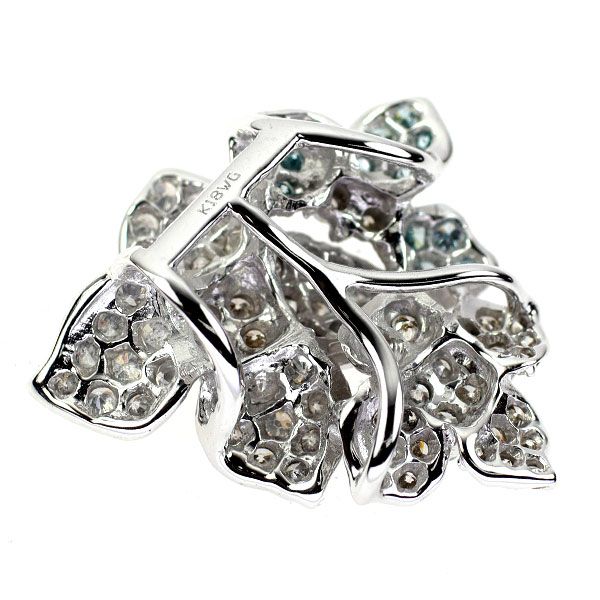 QVC K18WG アイスブルー/カラーレス ダイヤモンド ペンダントトップ  