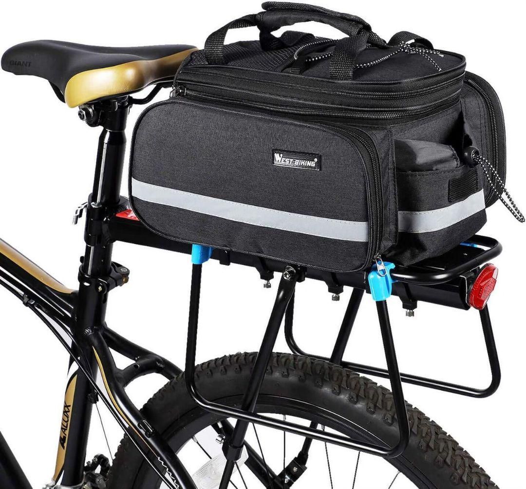 自転車 リアバッグ 拡張可能 大容量 ブラック  【088】H1229O