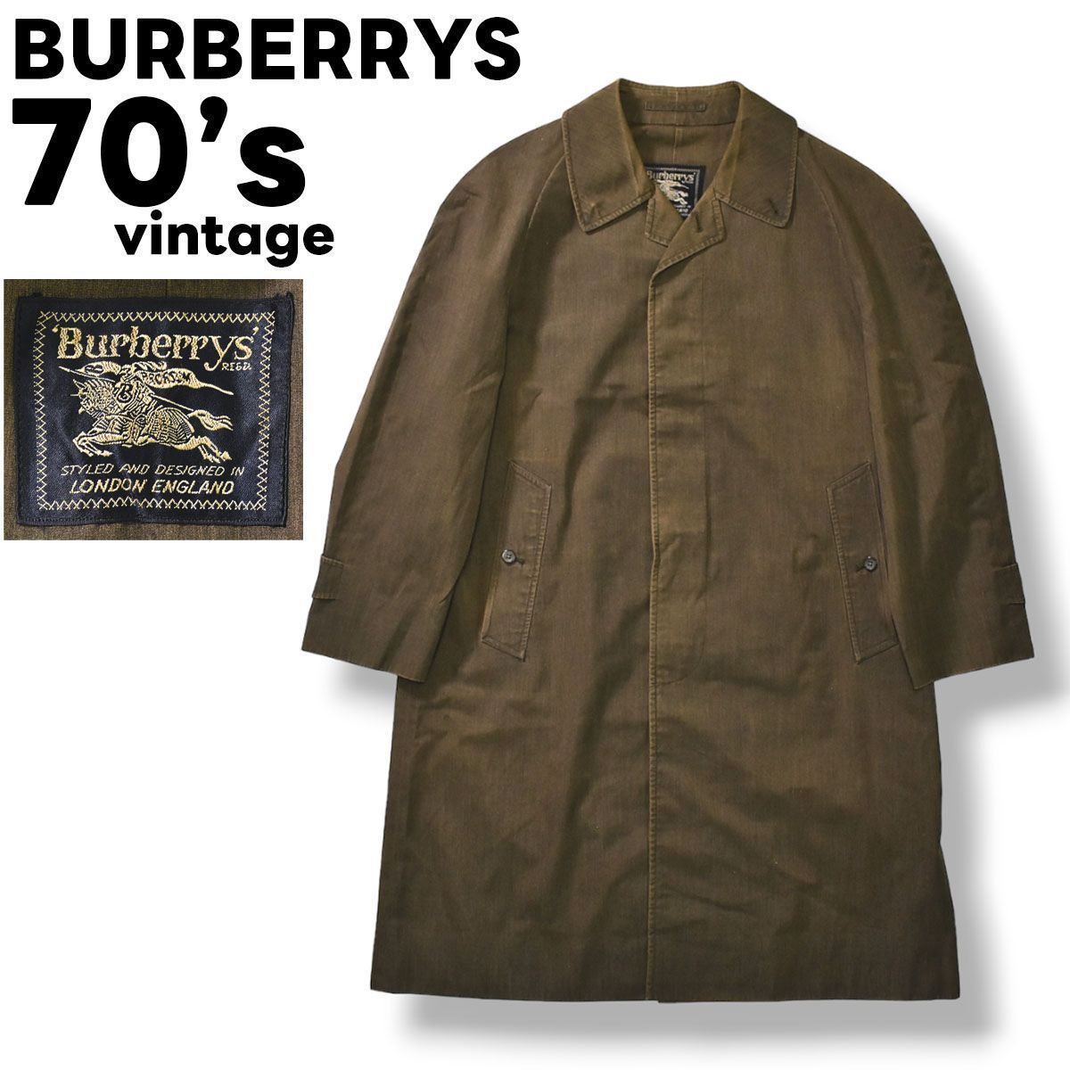 70s バーバリー Burberrys ステンカラーコート S チャコールグレー