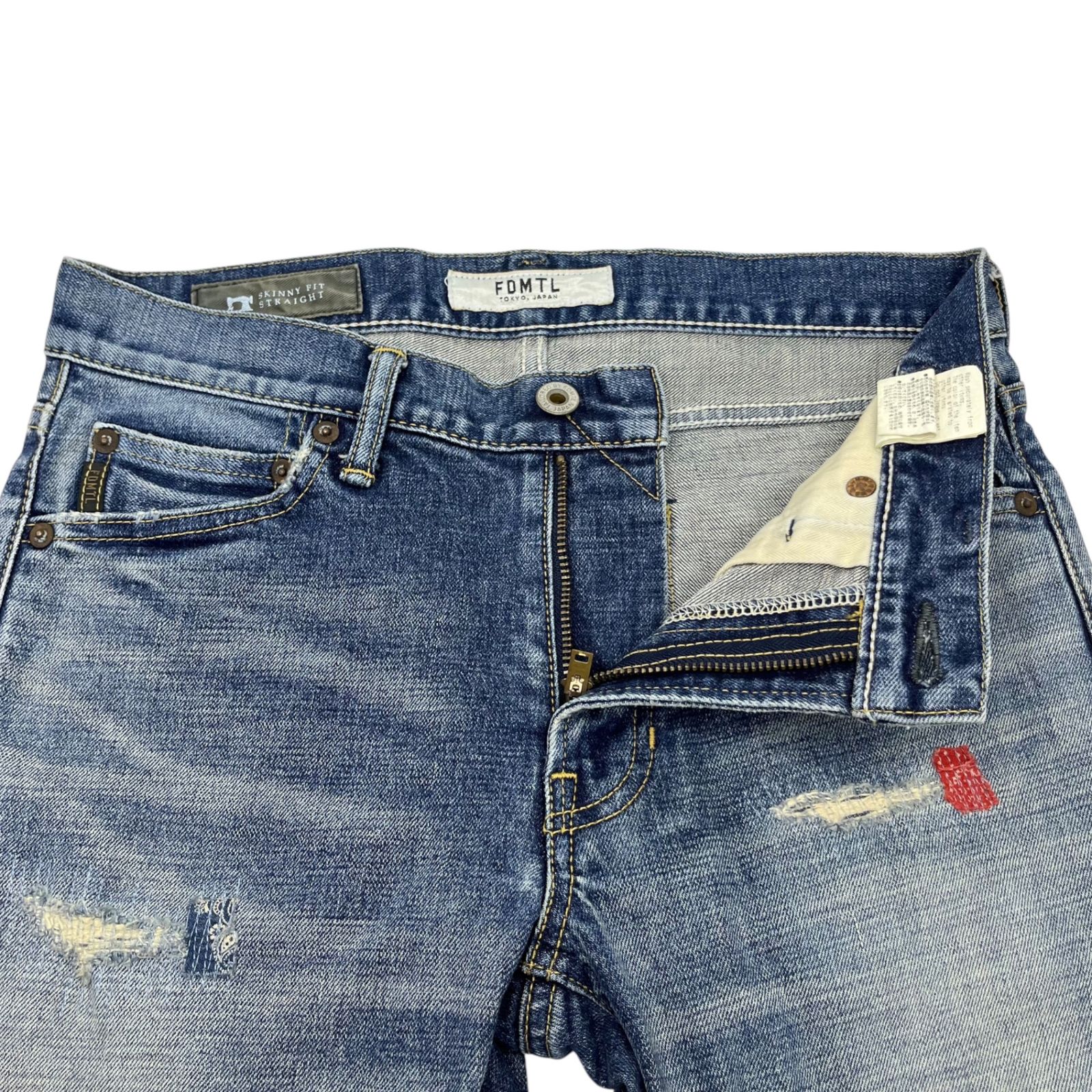 FDMTL(ファンダメンタル) Damage repaired skinny denim pants ダメージ リペア加工 スキニー デニム パンツ  W28 L30 インディゴ - メルカリ