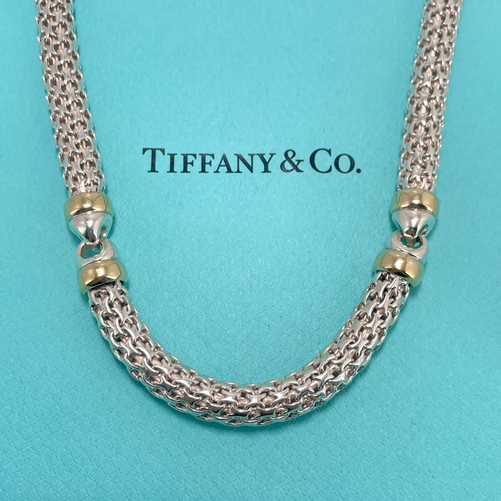 希少 ヴィンテージ ティファニー ロープ メッシュ コンビ ネックレス チョーカー Tiffany&Co.  シルバー925×K18(750)/24-835L - メルカリ