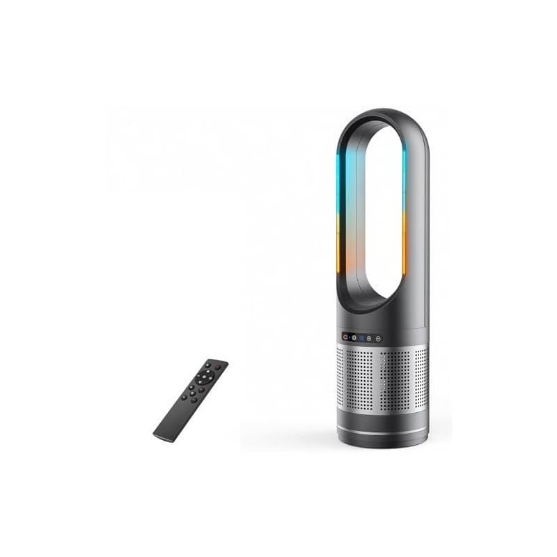 2025最新空気浄化 羽無し 冷暖兼用 タワーファン リビング扇風機 羽なし空気清浄機 セラミックファンヒーター 温風 冷風 冷暖房 サーキュレーター 羽根なし扇風機 DCモーター 8段階送風|3段階暖風 大風量 100°左右首振り 8H切タイ 1