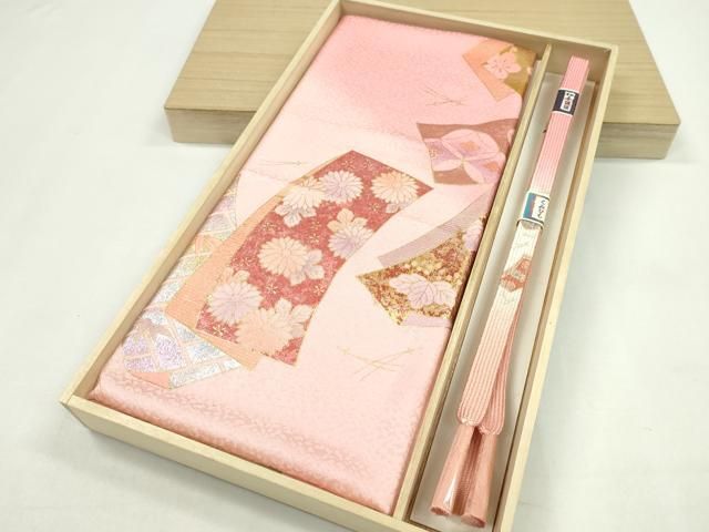 平和屋着物●和装小物 帯締め 帯揚げセット 短冊吉祥花文 金銀彩 高麗組 CAAZ6047ju