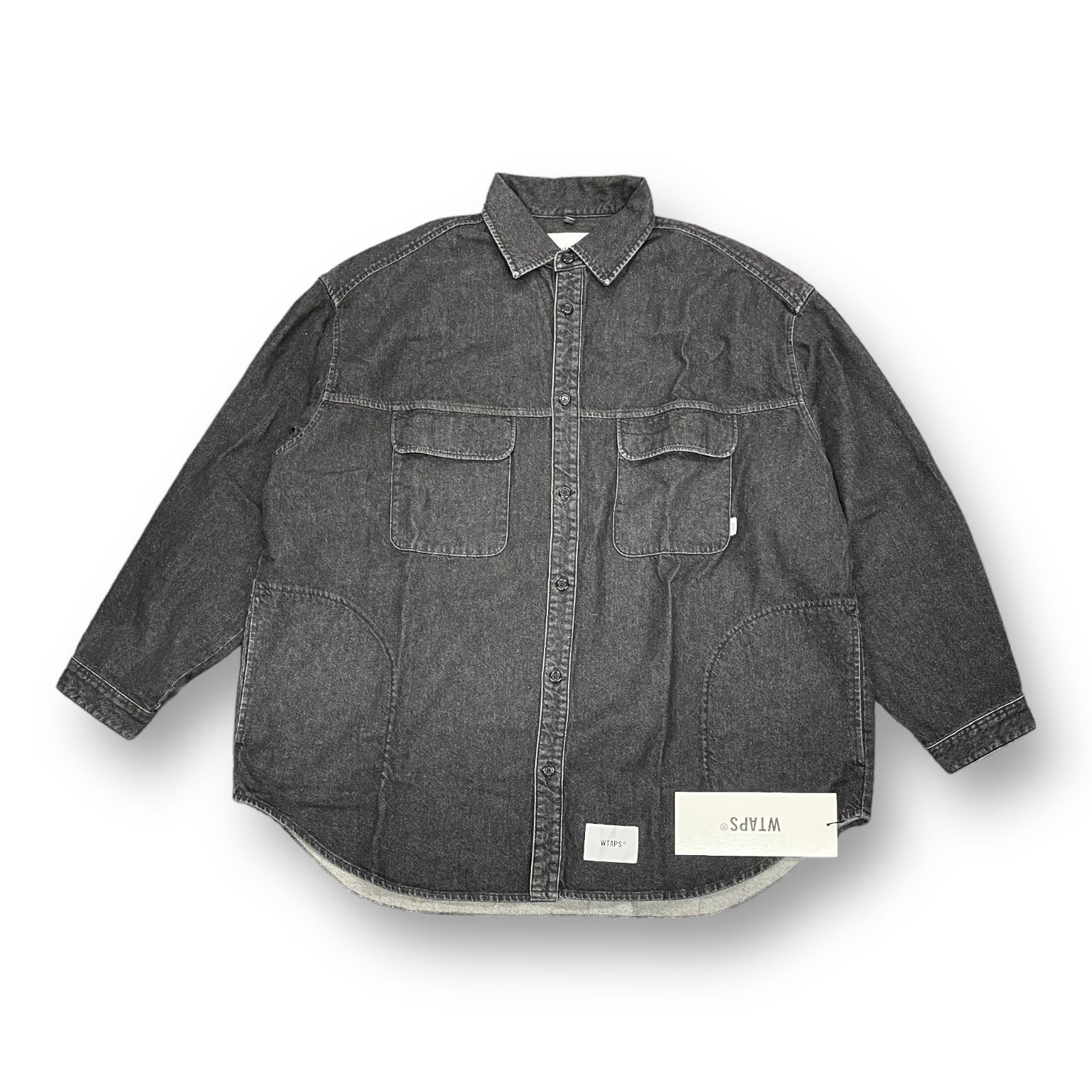 未使用品 WTAPS 22AW WCPO 01 LS COTTON DENIM ブラックデニム シャツ