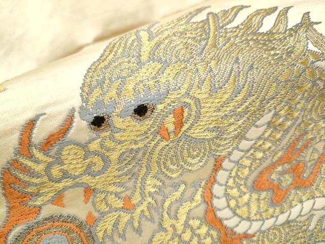 未使用 小千谷縮 しつけ糸付き オレンジ 系 花柄 麻 夏物 単衣着物 S