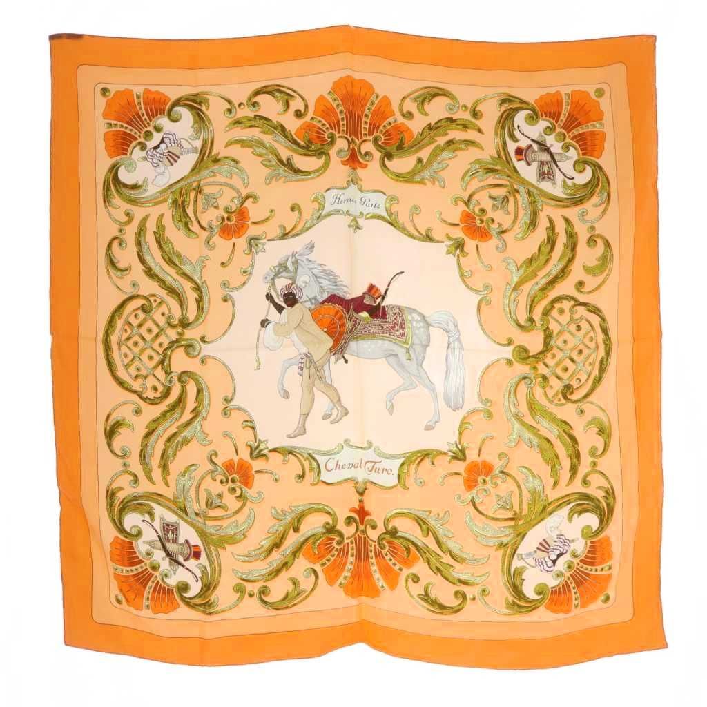 エルメス HERMES トルコの馬 Cheval Turc スカーフ オレンジ カレ90