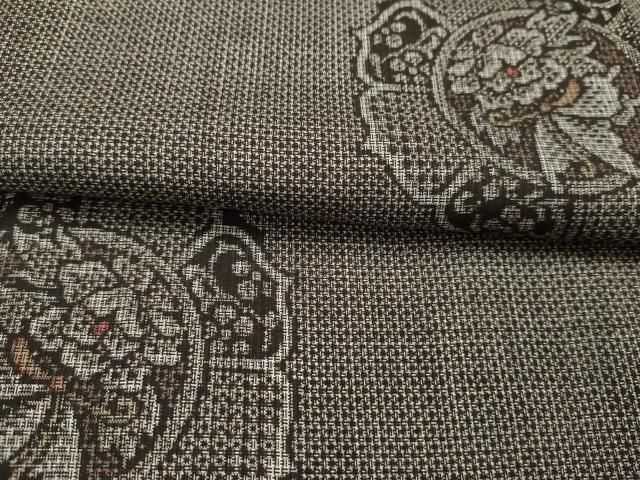 平和屋着物＃本場大島紬 割込み絣 道中着 色紙吉祥花文 正絹 逸品 未