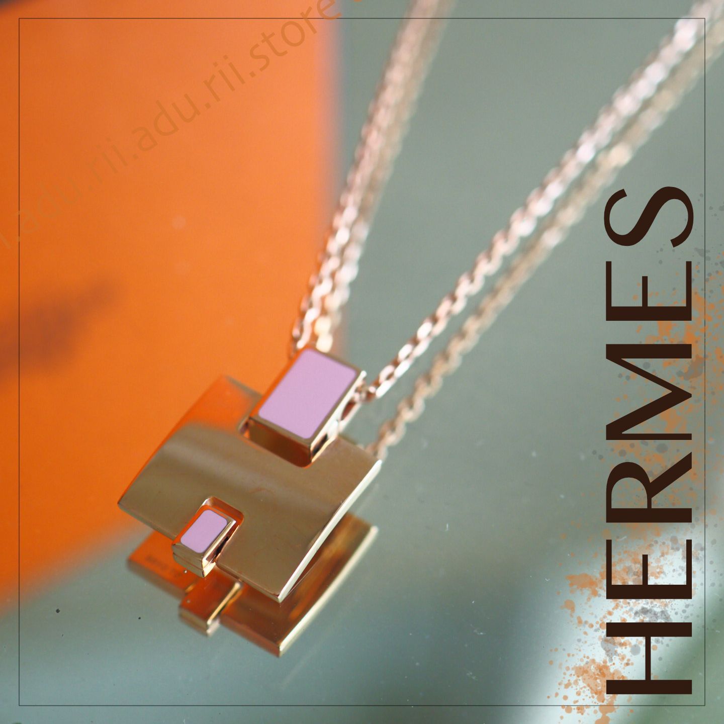 HERMES エルメスアイリーンHネックレスピンクゴールドカラー