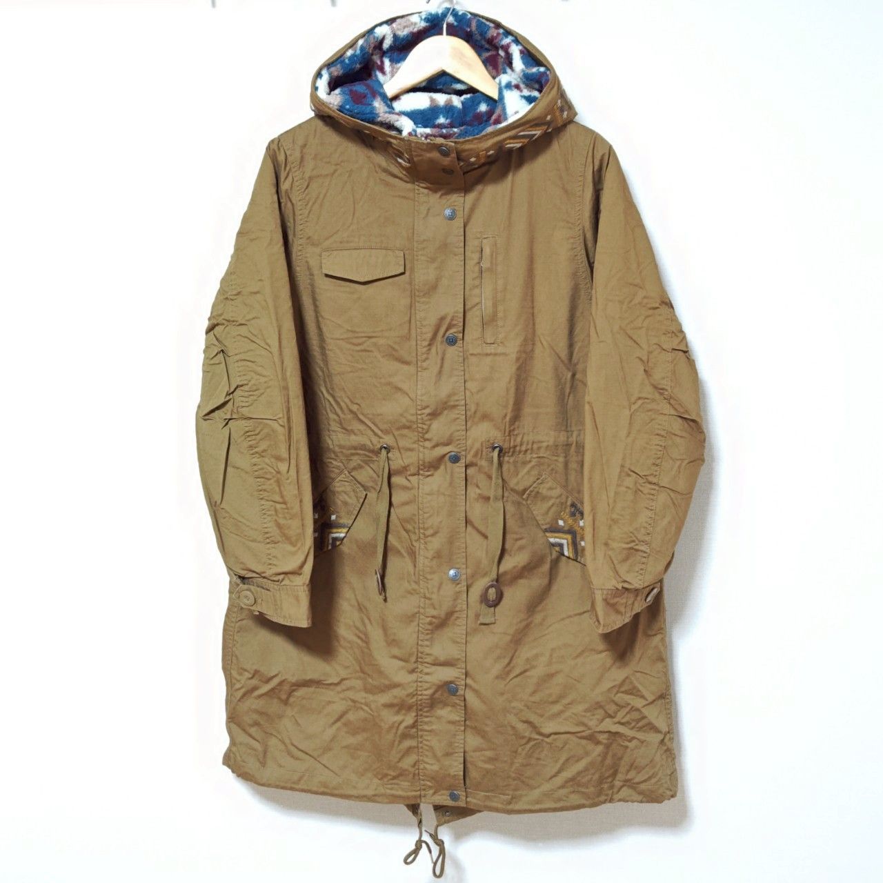 3wayで快適◎ TITICACA チチカカ モッズコート ミリタリー ジャケット フリース ライナー フード フーディー ジップアップ エスニック ファッション アウトドア コットン ブラウン 婦人 レディース L|M30322ja