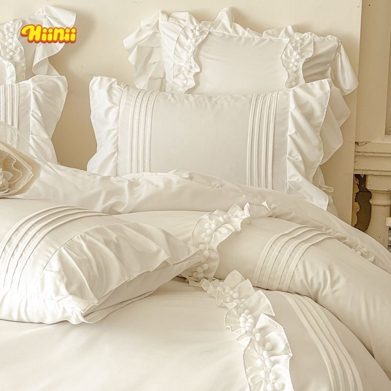 ホワイトフリル付きクイーンシーツセット 【公式通販】