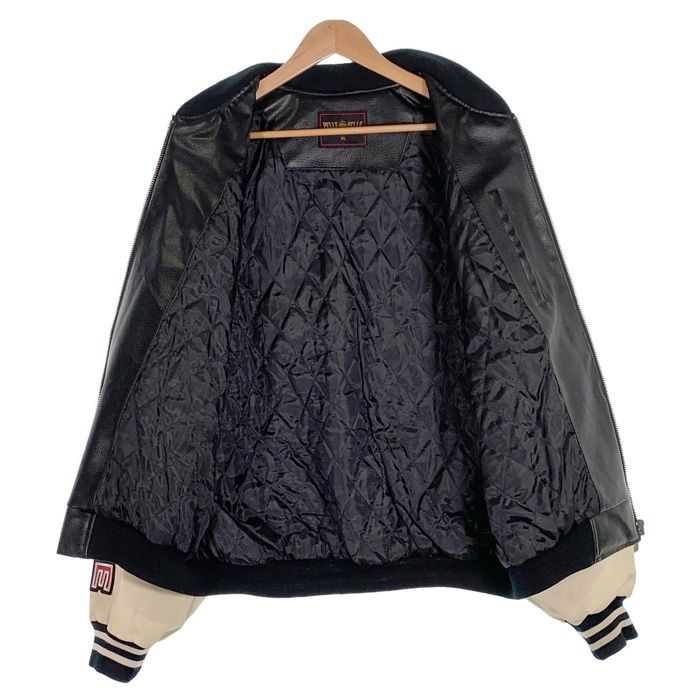 90's pellepelle ペレペレ オールレザースタジャン ジップアップ ブラック クリーム ワッペン Size XL - メルカリ