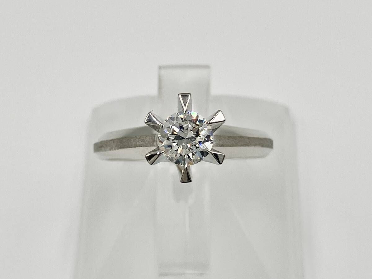 Pt900 総重量約5.0g 0.44ct 9 プラチナ ダイヤモンド リング 鑑別書有