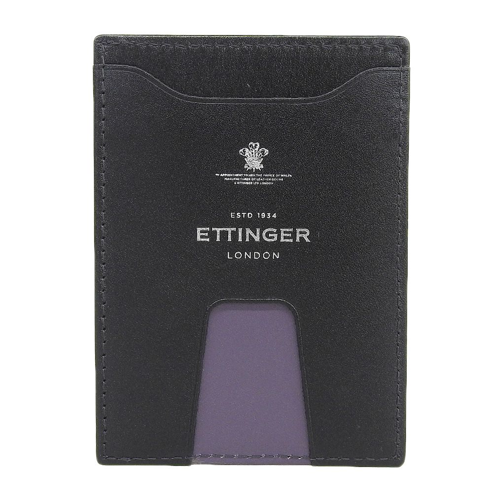 エッティンガー Ettinger 2025年商品 カーフレザー カードケース パスケース 名刺 定期 ホルダ パープル メンズ ビジネス 定価29700円