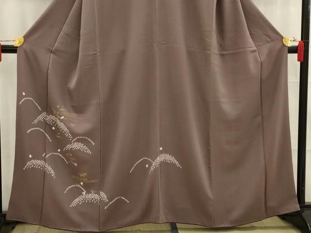 平和屋着物□訪問着 絞り 刺繍 流水花文 金糸 金彩 正絹 逸品 AAAT5807ou