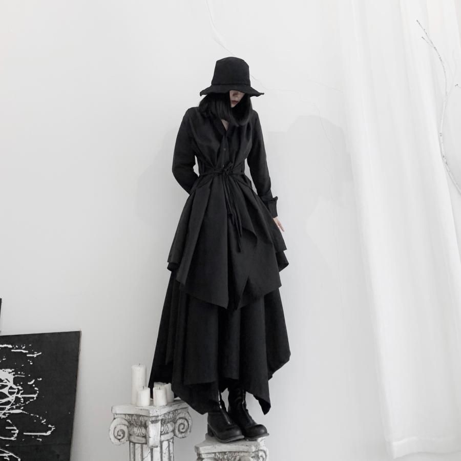 pium ギンガムレイヤードニットワンピ ブラック×ピンク S115914145