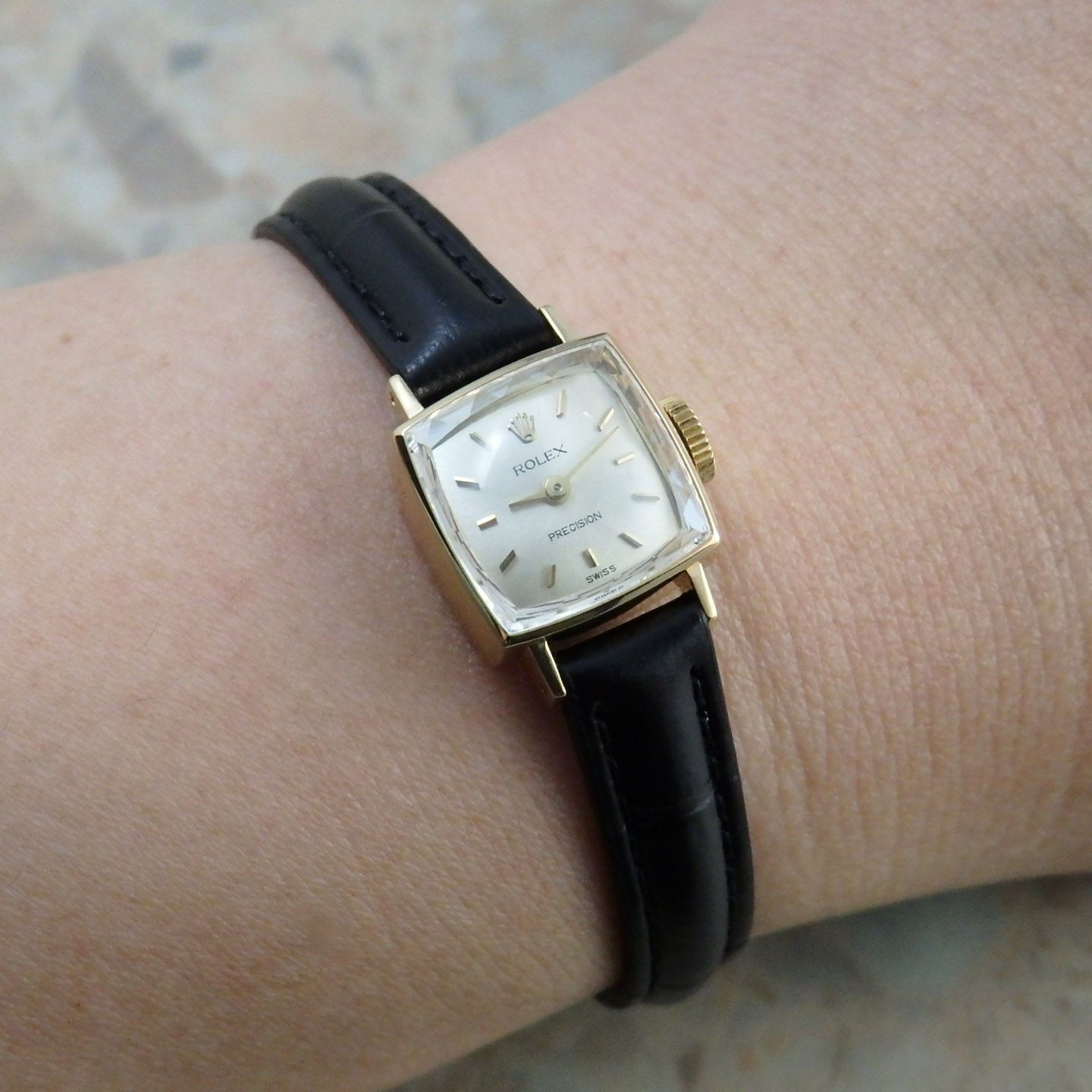 【超希少】ROLEX プレシジョン K18WG カットガラス 金無垢 手巻 ROLEX ORCHID（ロレックス オーキッド）18KWG金無垢 カット
