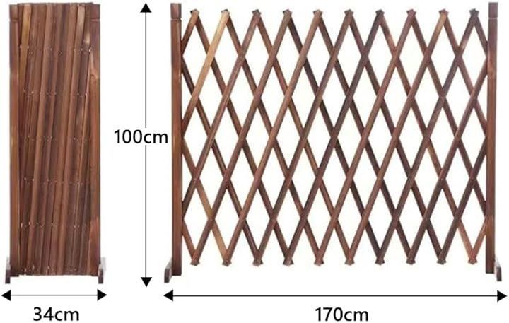 NNCLS 庭の柵 ガーデンフェンス 天然木 伸縮 木製柵 フェンス 垣 アコーディオン カーゲート 門扉 高さ ラティス 垣根 ゲート セメント床用 平地使用スタイル H100cm
