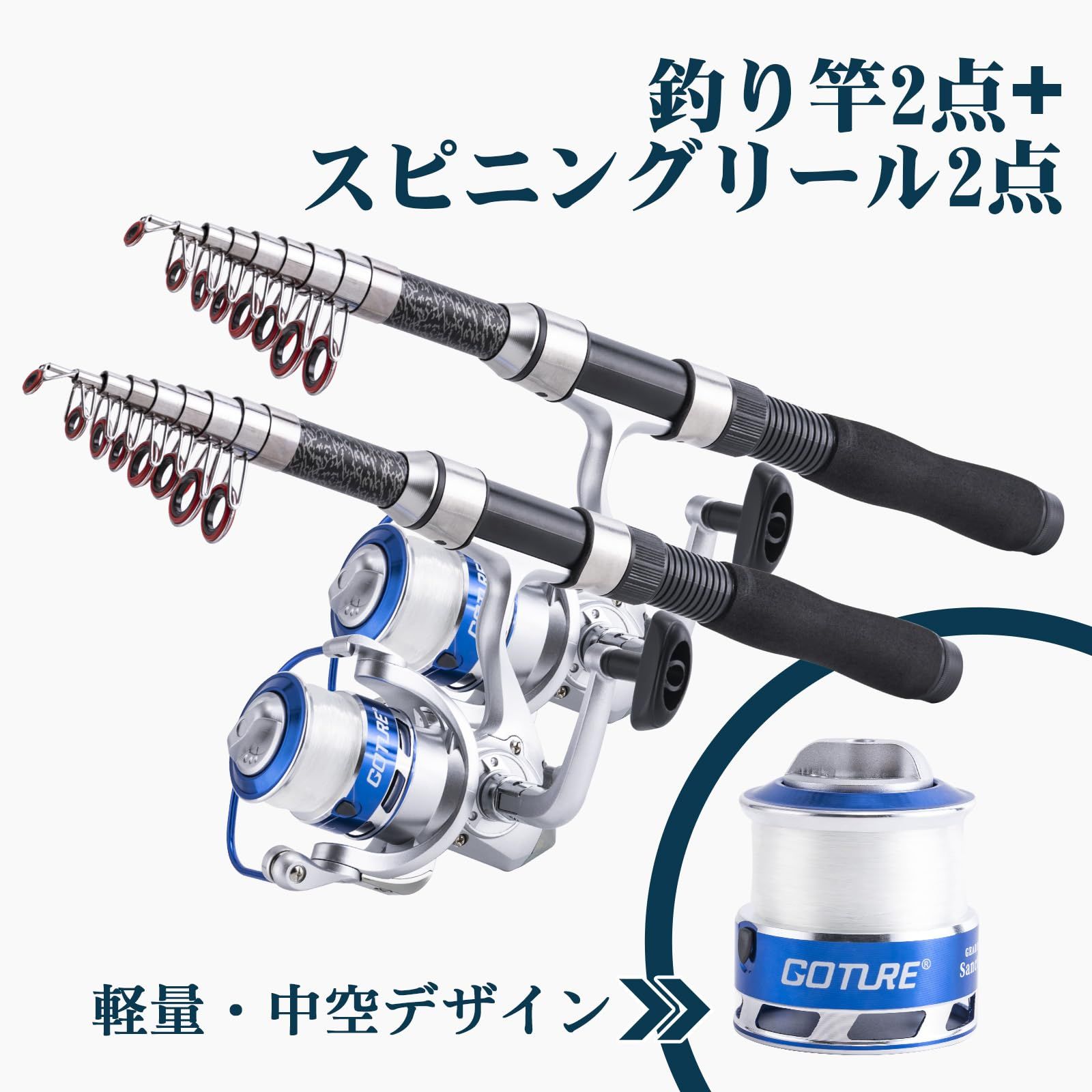 楽天市場】Goture 釣りセット 投げ竿 1.8m/2.1m/2.4m/2.7m スピニングリール 3000番 【付属品完備・すぐに釣りに行ける釣り セット】釣り竿セット 投げ釣り ロッド 携行性 収納 振出タイプ 投げ釣り 防波堤 川 湖 淡水 海 ちょい投げ釣り : GOTUREJAPAN