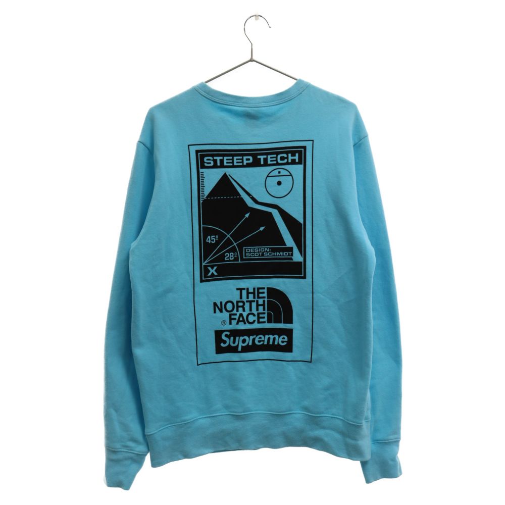 SUPREME (シュプリーム) 16SS×THE NORTH FACE Steep Tech Crewneck スティープテック プリント  クルーネック スウェットトレーナー ライトブルー NT01605I