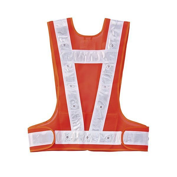多機能LEDベスト 多機能LEDベスト-OW-W メッシュ部 橙 反射部 白 LED発光色 緑 代引不可